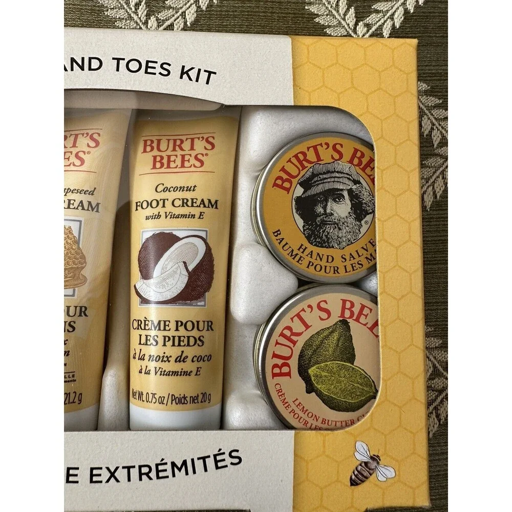Burt’s Bees Tips And Toes Kit NEW Hand Foot Cuticle Creams, Hand Salve, Lip Balm